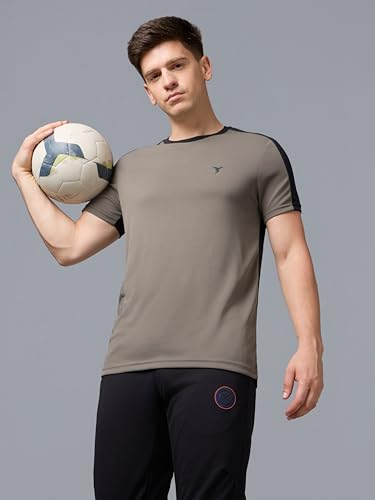 Image of TECHNOSPORT Men's Solid Slim Fit Polo Collar T-Shirt MATPIQ Half Sleeve Button Polyester for Gym Running Workout UPF50+ Anti Odour