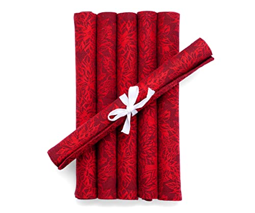 Set Of 6 Red Cotton Placemats 13X18, Ribbed Cloth Placemats, Cotton Machine Washable Durable Table Mats, Heat Resistant Placemat Wrinkle Free Place Mats For Dining Table, Easy To Clean (Ruby Red) #TOP6