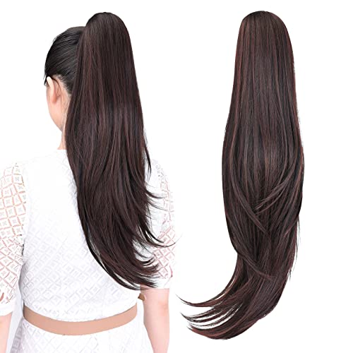 ShulaSHOP Claw Clip Ponytail Extension, 24" Clip in Ponytail,Dark Brown