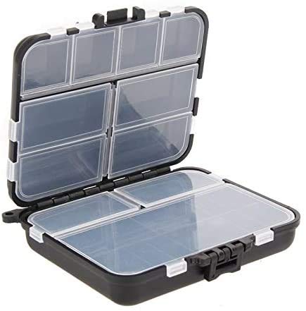 Shuxinmd Wasserfest Angelzubehör Box Plastik Aufbewahrungsbox Fischen Gang Fischen Zubehör Aufgeteilte Große Kapazität für Köder Köder Haken Schmuck Samen - Schwarz Cover