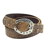 Aus festem Leder Kollektion Chrissys-in Ledergürtel braun 3 cm breit aus festem Büffelleder mit Kroko Prägung aus eigener Fertigung (115)