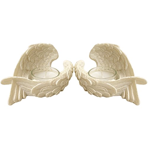 Jones Home and Gift Angel Wing Candle Holder, Ceramic, Multi-Colour, 8 x 12 x 8 cm