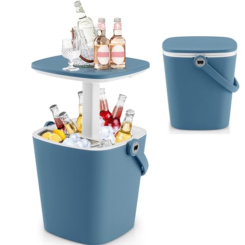 Giantex 4 Gal Outdoor Cooler Table with Handle, Pop Up Patio Cool Bar Table