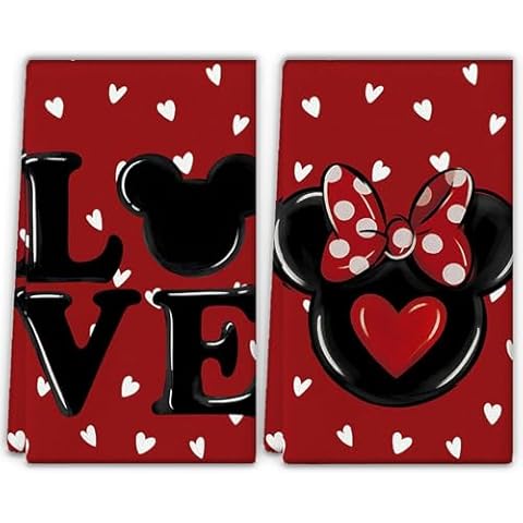 Valentines Day Decorations Kitchen Towels,4Pcs Red 24*15.7In Valentine Dish Towels With Love Heart Patterns Valentine Hand Towels Valentine's Day Towels Table Decor For Indoor Home Kitchen Table Decor Cover