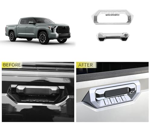 TERDARAY Tailgate Door Handle Cover Compatible with Toyota Tundra 2022 2023 2024 2025 Tailgate Door Handle Bowl Covers One Hole Exterior Car Accessories ABS 2PCS(Glossy Chrome Style) by TERDARAY - Used condition - Image 4