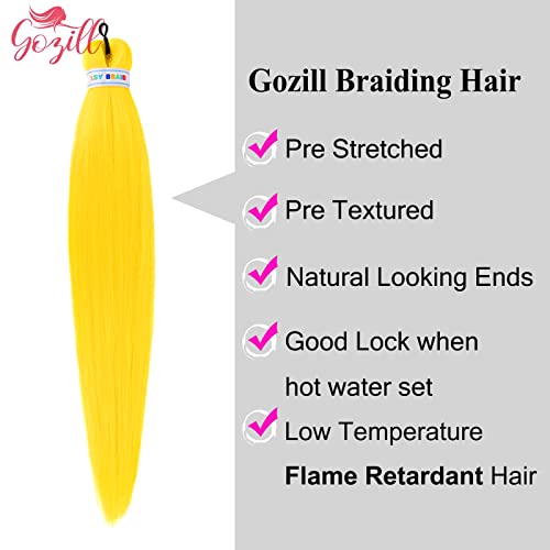 Yellow Braiding Hair Pre Stretched Kanekalon Braids Hair Extension 26 Inch (Pack Of 3) #TOP2
