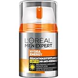 L'Oréal Men Expert Gesichtspflege mit LSF 15, Feuchtigkeitscreme mit Sonnenschutz, Mit Guarana und Vitamin C, Hydra Energy Feuchtigkeitspflege 24H Anti-Müdigkeit, 1 x 50 ml
