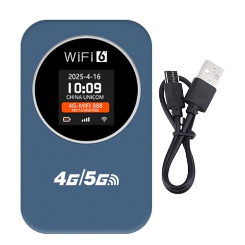 Enrutador WiFi 4G Portátil, Punto de Acceso Móvil con Pantalla LCD y Batería de 3000 mAh, Incluye Ranura para Tarjeta SIM para Viajes, Camping, Hoteles y Uso al Aire Libre, (Blue)