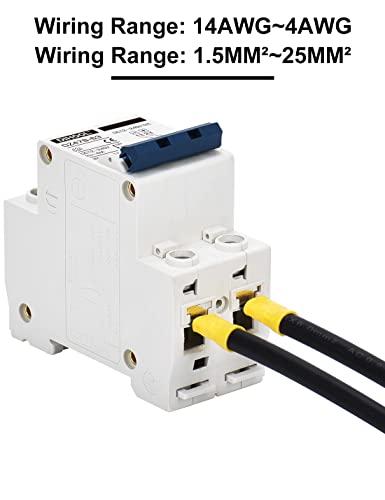 Dihool Din Rail Mount Miniature Circuit Breaker 63 Amp 2 Pole Ac 110V Low Voltage Disconnect Switch #TOP4