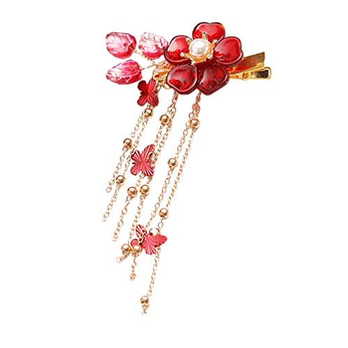 Fenical Chinese Style Hair Clips Long Tassels Hanging Antique Style Flower Hair Pins Barrettes Hanfu Accessories For Girls Women Cosplay Props #TOP28
