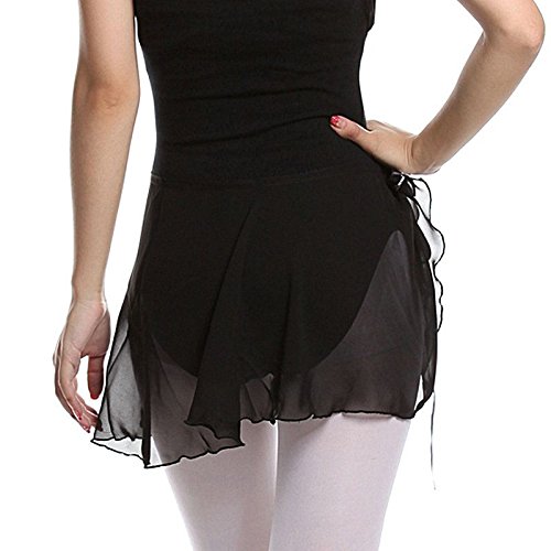 Wuchieal Lady's Sheer Wrap Skirt Ballet Skirt Ballet Dance Dancewear (Black, One Size) #TOP4