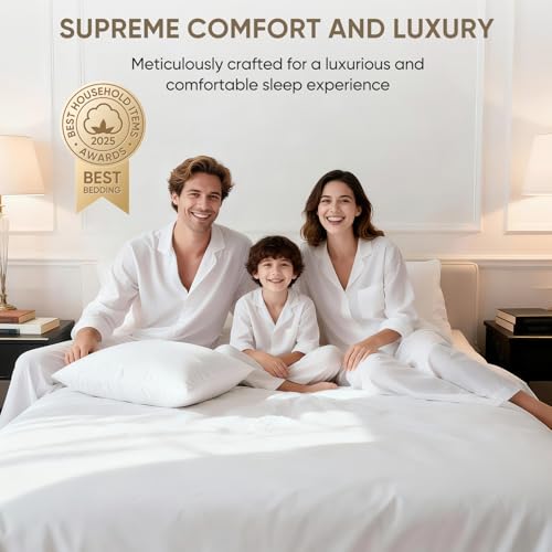 Image of TWK 1200 Thread Count 100% Egyptian Cotton Sheets Bed Set,Thickness,Long-Lasting Durability,Resists Pilling,Deep Pocket Up to 18 inch,with a Laundry Bag (White, King)