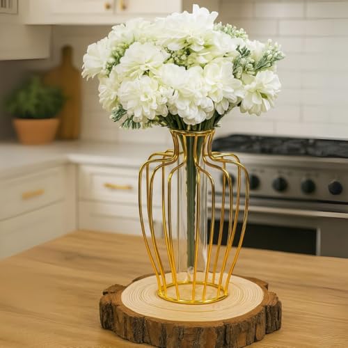 Image of SATYAM KRAFT 2 Pcs Artificial Dahlia Flower Bunch - 7-Stem Faux Bouquet for Home, Office, Wedding & Party Decoration - Realistic Fabric Flower Arrangement (Without Vase) (White)