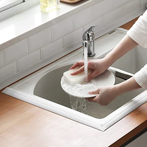 DSITNDAM 2 Stück Wasserdichtes Dichtungsband,Weißer Selbstklebender Silikon-Zierstreifen,Wannendichtband,Weichsockelleiste Selbstklebend,Kantendekorleiste für Duschen,Ecken,Waschbecken