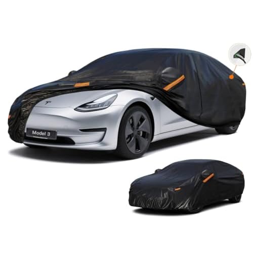 Kayme 7 Layers Car Cover Custom Fit for (2017-2023) Tesla Model 3 Waterproof All Weather for Automobiles,Outdoor Full Cover Rain Sun UV Protection Cus