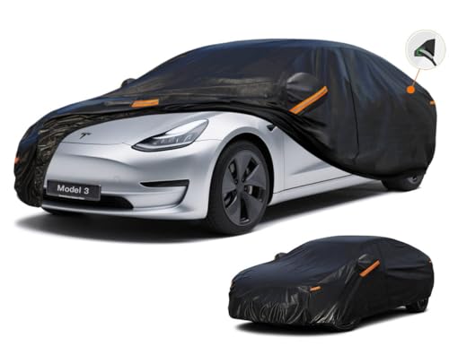Image of Kayme 7 Layers Car Cover Custom Fit for (2017-2023) Tesla Model 3 Waterproof All Weather for Automobiles,Outdoor Full Cover Rain Sun UV Protection