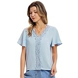 Ocasión: blusa liviana con cuello en V para mujer, muy adecuada para el ocio diario, citas, fiesta, playa, vacaciones, boda, familia, oficina, trabajo, etc.
