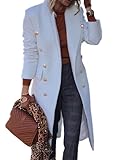 IDEALSANXUN Long Winter Coats for Women 2025 Trendy Warm Wool Peacoat Trench Coat Double Breasted Blazer Jackets Overcoat, White, M