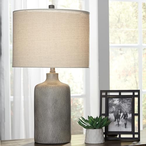 Signature Design by Ashley Linus Modern 25" Ceramic Table Lamp, Natural Stone Finish - Image 3