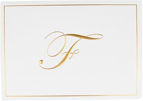 Miniatura 10 de Caspari Tarjetas de notas doradas en caja con iniciales en relieve en letra V, 16 tarjetas y sobres Dorado (Gold V)