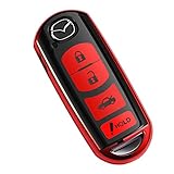 Intermerge for Mazda Key Fob Cover, Key Fob Case for Mazda 3 5 6/6 atenza 8 CX-3 5 7 9 MX-5 RX-8 Smart Remote Key Fob,Special Soft TPU Mazada Key Cover_Red(4 Buttons)