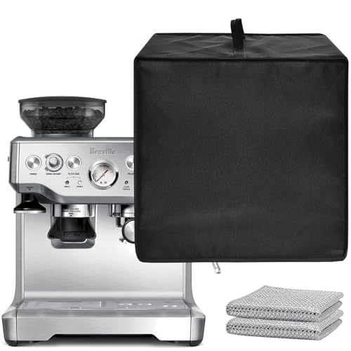 Lasesasies Coffee Machine Cover, Waterproof & Dustproof, Compatible with Breville BES870XL, BES880BSS, BES876BSS, Black, Nylon