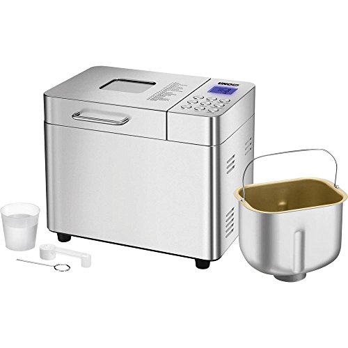 Unold 68456 Backmeister Edel - automat do pieczenia chleba, srebrny, 550 W, waga chleba 750-1000 g, powłoka ceramiczna, 16 zapisanych programów, również do dżemów/konfitury/ciasta na makaron,