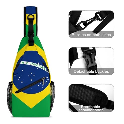 Small Cross Body Sling Bag For Women Men Mini Shoulder Bag Chest Pack For Travel Brazilian Brazil Flag3