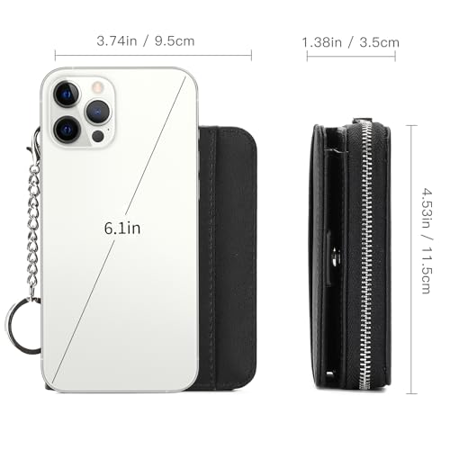 Image of GAEKEAO Wallet Women RFID Blocking Leather Credit Card Holder Compact Small Womens Wallet with ID Window Zipper Coin Pocket