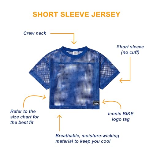 Bike Athletic Unisex Short Sleeve Practice Jersey, Soft Lightweight Performance Fabric Crop Top, Loose Fit Athletic | Royal Blue