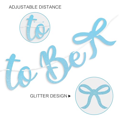 Image of Bride to Be Banner, Blue Bride to Be with Bow Glitter Bachelorette Banner