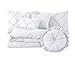 Chezmoi Collection Sydney Queen Size Comforter Set - 7-Piece Pintuck Bedding - White, Elegant Lightweight Pinch Pleat Comforter with Decorative Pillows Bed Set for All Season