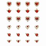 Red Nail Charms Heart Nail Charms 24pcs Face Gems Big Gems Face Jewels Heart Nail Charms 3D Nail Charms Kawaii Nail Gems Halloween Nail Rhinestones for Acrylic Nails Luxury Jewels for Nails Faces