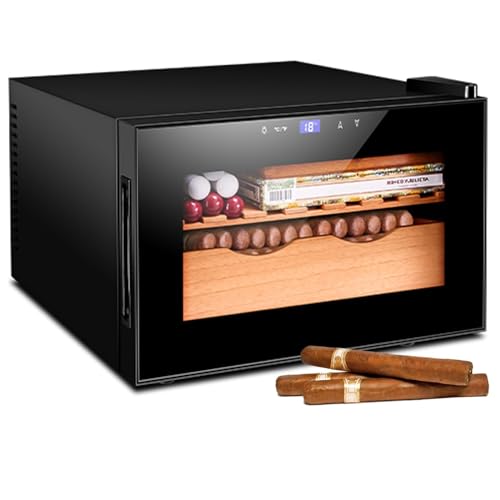 CFDZCP Humidor Armoire Cave À Cigares Électrique avec Système De Refroidissement, De Chauffage Et De Contrôle De L'humidité, Étagère en Bois De Cèdre Double Couche,(C)