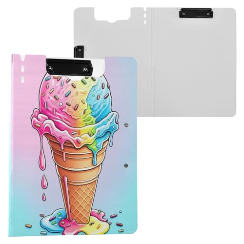 JUMBEAR Yummy - Portapapeles de helado A4 con clips dobles, tablero plegable con tapa, organizador personal ligero adecuado para hospitales, oficinas, escuelas, negocios, suministros de aula