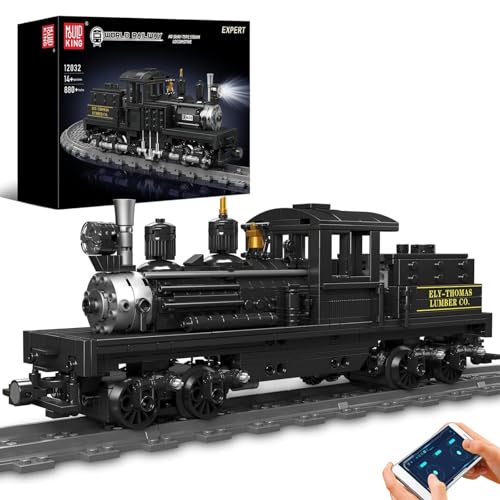 Mould King Kit de Blocs de Construction de Train technologique 12032, Bloc de Construction de Locomotive à Vapeur de Type Shay (880 pièces), modèle de Locomotive à Vapeur mécanique STEM pour garçons