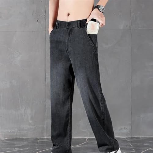 Men's Summer Jeans Thin Straight Denim Pants Classic Business Casual Stretch Comfortable Loose Trousers2