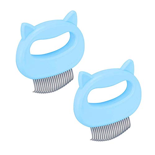 2 Pcs Cat Comb Gentle Cat Hair Removal Massaging Shell Comb Pet Grooming Comb for Short Long Haired Cat Shedding Soft Brush for Removing Loose Fur, Knots And Tangles (Light blue)
