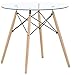 DORAFAIR Mesa de Comedor de Cristal Templado,Mesa Redonda de Cocina o Café Moderna Nórdica Patas de Madera