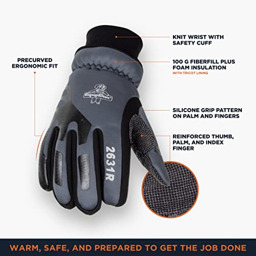 Refrigiwear Thinsulate Insulated Tricot Lined Softshell Gloves With Silicone Grip (Gray, Medium) #TOP1