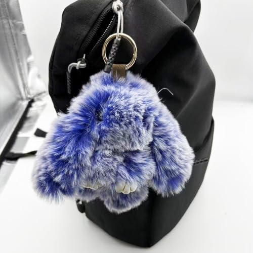 Fluffy Keychain Plush Bunny Key Rings Faux Fur Keyring Pompom Keychain for Women Car bag Backbag - Image 4