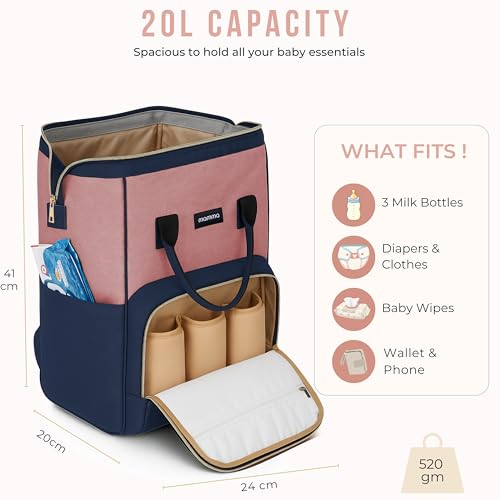 Image of MAMMA Diaper Bag for Mothers for Travel, Baby Bag for Mother Travel, Hospital Bag for Delivery Women, Baby Diaper Bag for Mom, 12 Pockets Diaper Bags for Mothers with 9 Months Warranty