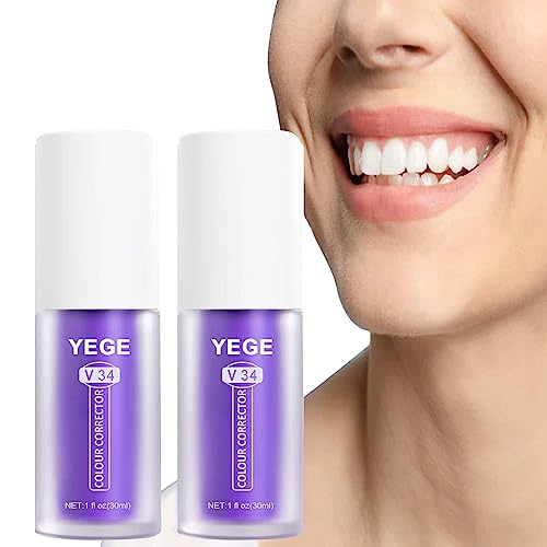 Purple Toothpaste For Teeth Whitening 2Pcs Teeth Refresher Purple Color Corrector Booster Toothpaste 3D Teeth Whitening Kit For Tooth Stain Removal Enhances Tooth Brightness #TOP1