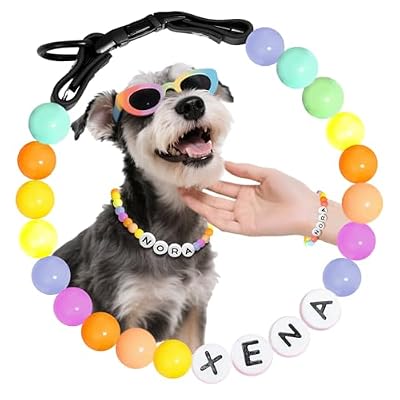 Personalized Beaded Dog Collar Custom with Pet Name and Letter - Colorful Friendship Beaded Necklace Collar for Dogs & Cats with Free Matching Bracelet – Unique Gifts for Pet Lover, Women & Men