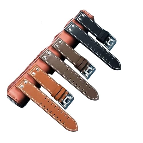 Bracelet montre cuir rivet 20mm style militaire aviateur pour montre kaki