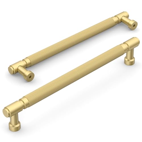 Amerdeco 10 Pack Gold knurled Cabinet Pulls 7.5 Inch(192mm) Hole Center Drawer Pulls Cabinet Hardware Kitchen Cabinet Handles for Bathroom AM032 - Image 4