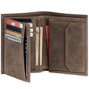 KORUTA Leder Geldbörse Herren mit RFID Schutz I Portemonnaie Groß mit Münzfach I 13 Fächer I Echtleder Geldbeutel für Männer I Brieftasche Wallet Portmonee braun