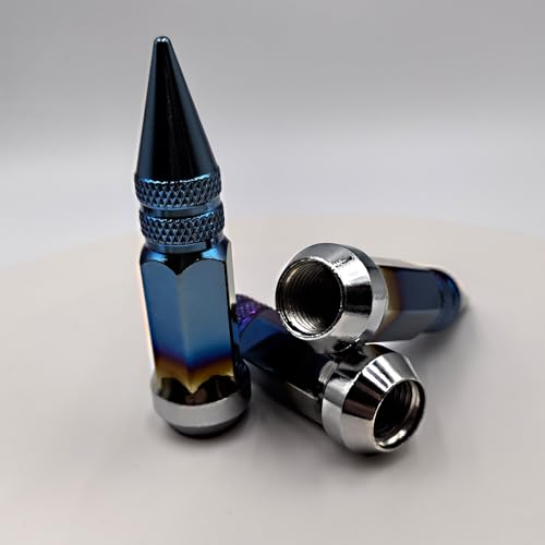 Image of M12x1.5 Lug Burnt Blue Nuts Lug,Spiked Lug nut for Acura, Honda, Chevy, Hyundai, Toyota, Lexus, 20PCS 12x1.5 Lug Nuts with Socket Key.