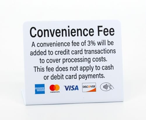 3pk Convenience Fee Credit Card Payment Signs, 3% Fee, Countertop Style, Business Payment Signs,...