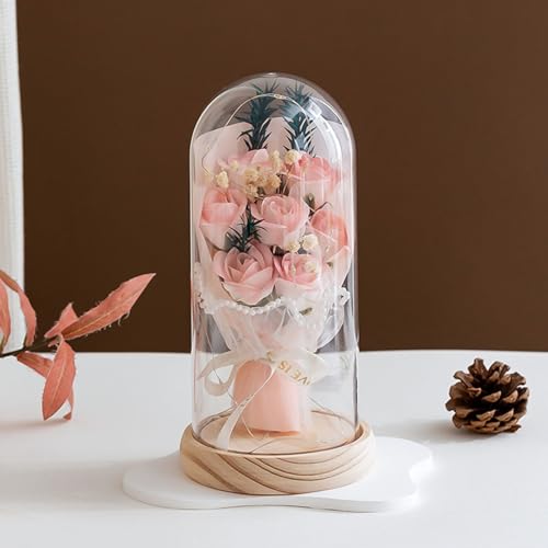 ソープフラワー ギフト 記念日 透明なドーム バブルドーム 永遠の花 7輪 バラ 枯れない花 LED フラワーライト ドライフラワー アレンジ ラッピング済み 女性 花 定年 喜寿祝い 結婚記念日 新築 お祝い お見舞い 母の日 父の日 [2]